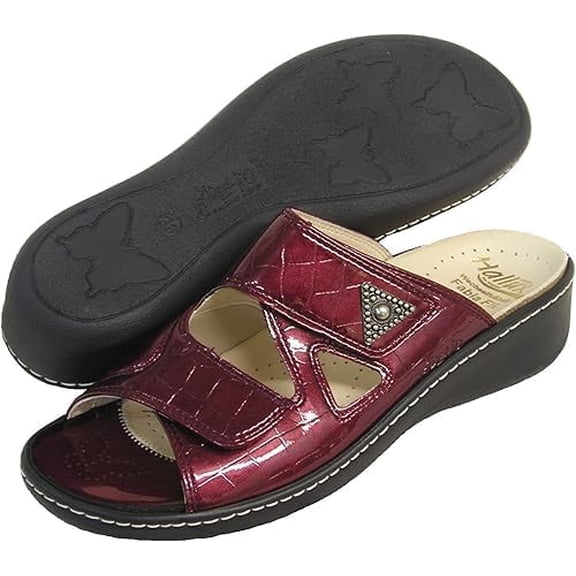 Fidelio Women's Hallux Fabia Bunion Relief Slide Sandal 33709 (Bordo/Croco) (EU 38) US 7-7.5
