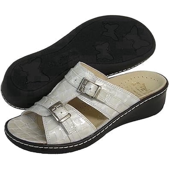 Fidelio Women's Hallux Fabia Bunion Relief Slide Sandal 43553 (Croco/Porzellan) (39 M EU) US 8-8.5