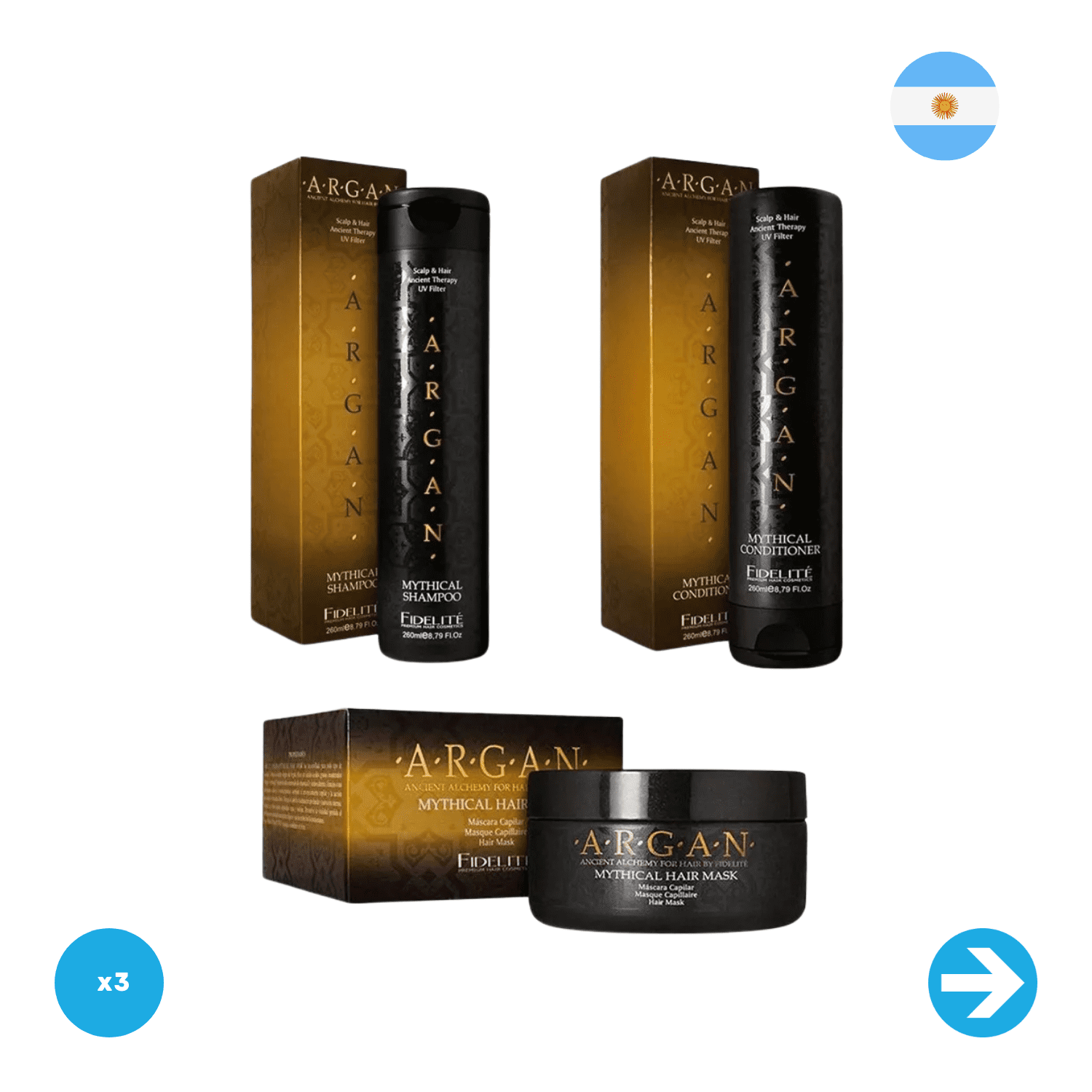 Fidelite Mythical Argan Shampoo Conditioner Mask 250ml