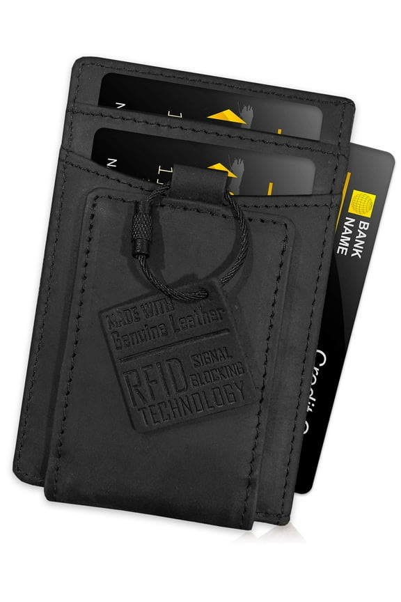 Minimalist Wallet - Maverick Black Crazy Horse (89 Characters)