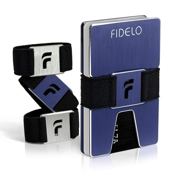 Fidelo Minimalist Wallet for Men Slim Credit Card Holder Money Clip RFID Blocking