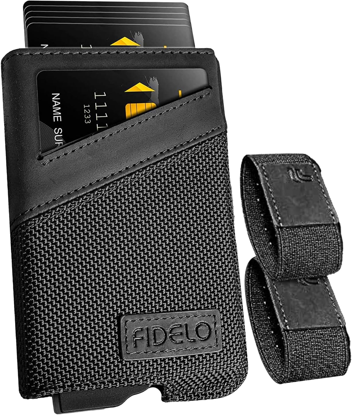 Fidelo Black Nylon Minimalist Wallet for Men RFID Blocking Credit