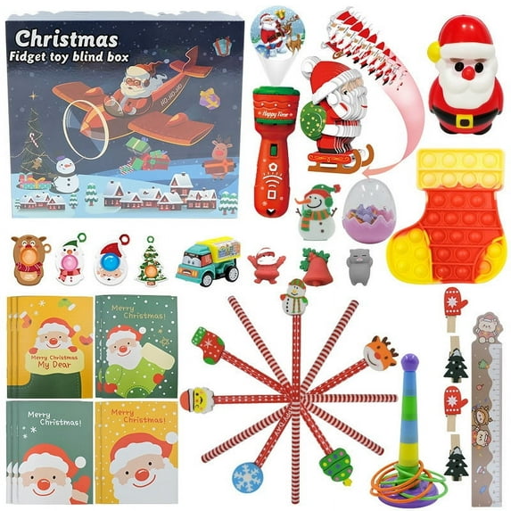 Fidget Advent Calendar, Fun and Exciting Countdown for Kids Sensory Toys Perfect for Kids Holiday Countdown Stress Relief and Entertainment Fidget Toys Surprise Gifts A17