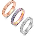 thumbnail image 1 of Fidget Anxiety Ring for Women-3Pcs 6MM Rainbow Rose Gold Silver Moon Star Hollow Stainless Steel Spinner Rings for Anxiety Stress Relief Gift for Women party birthday size 6-12, 1 of 7