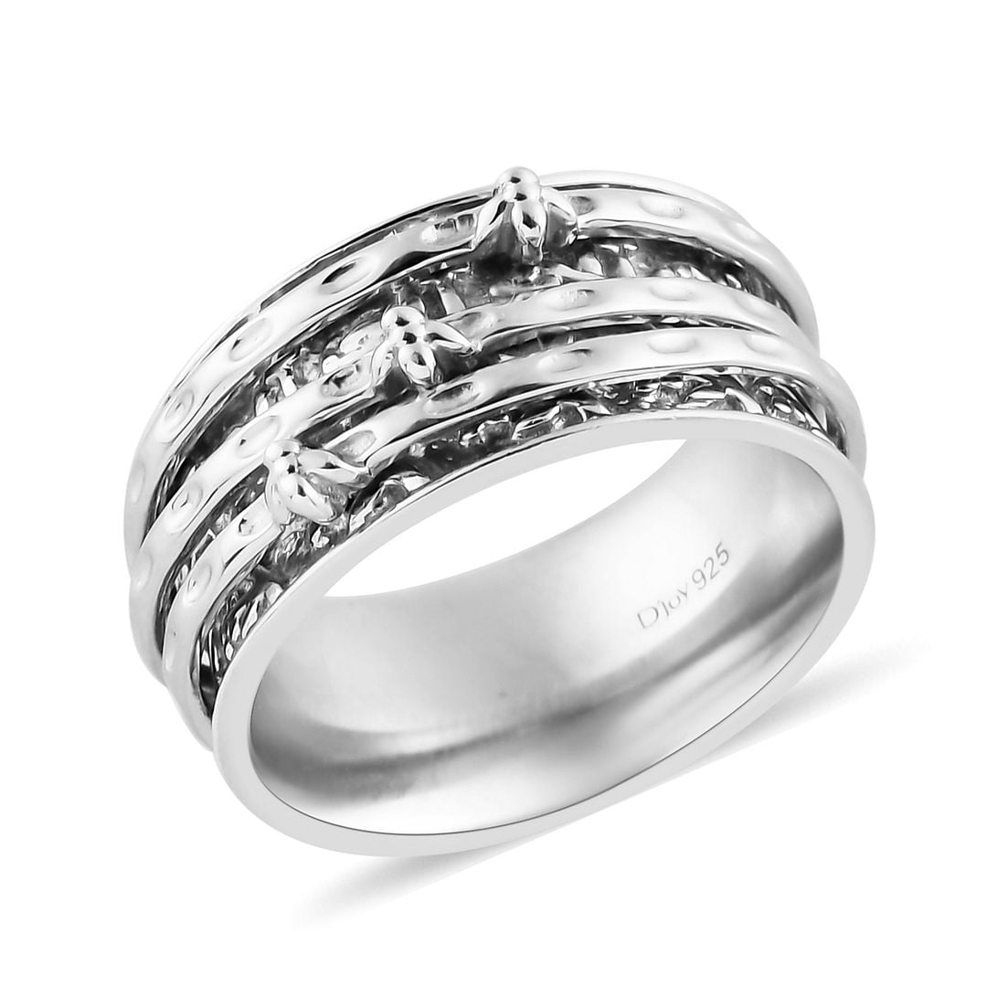 Fidget Anxiety Ring for Women 925 Sterling Silver Spinning Spinner ...