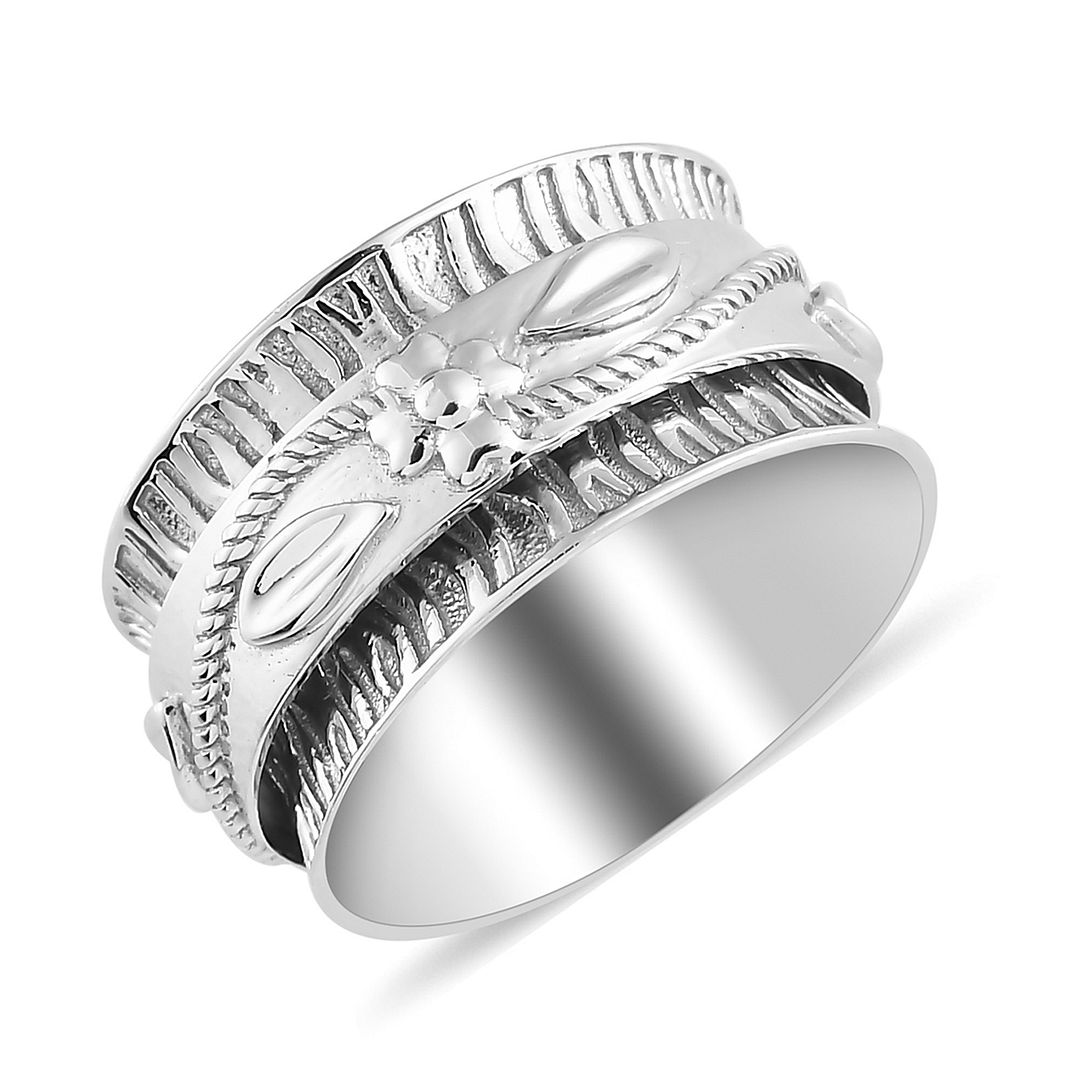 Anello Rotante Anti-Stress In Argento 925 Con Perline Massaggianti, Gioiello Da Decompressione Per Donne, Ipoallergenico