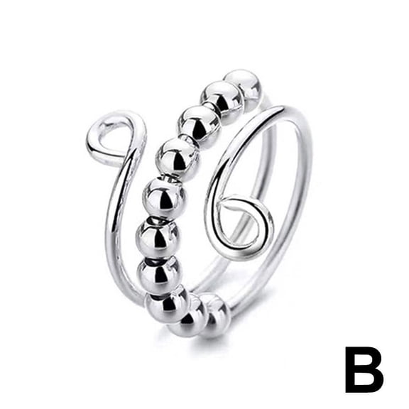 Fidget Anxiety Rings for Women Men,Fidget Spinner Rings for Anxiety Adjustable Colorful Beads Anti Anxiety ,Stress Relief Stackable