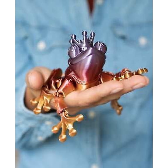 Clever Contraption Articulating Fidget Frog – Prince, Princess, or Classic | Flexible Stress Relief for & Adults | 3D Printed PLA Plastic