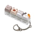 Fidget Button Key Chain Fidget Clicker Keychain, 4-Key Mechanical Cat Keyboard with Keyring ...