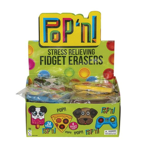 Fidget Erasers Pop N Erasers, 4 Designs - Case of 288