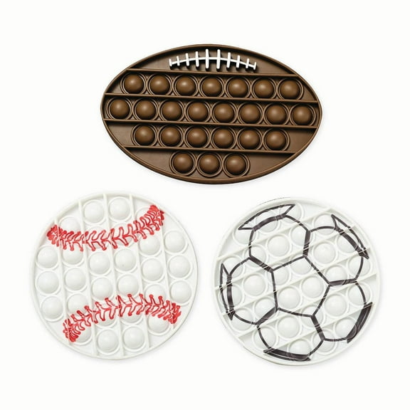 Fidget Fun Game On Popper 3 Pack , Football, Baseball, and Soccer