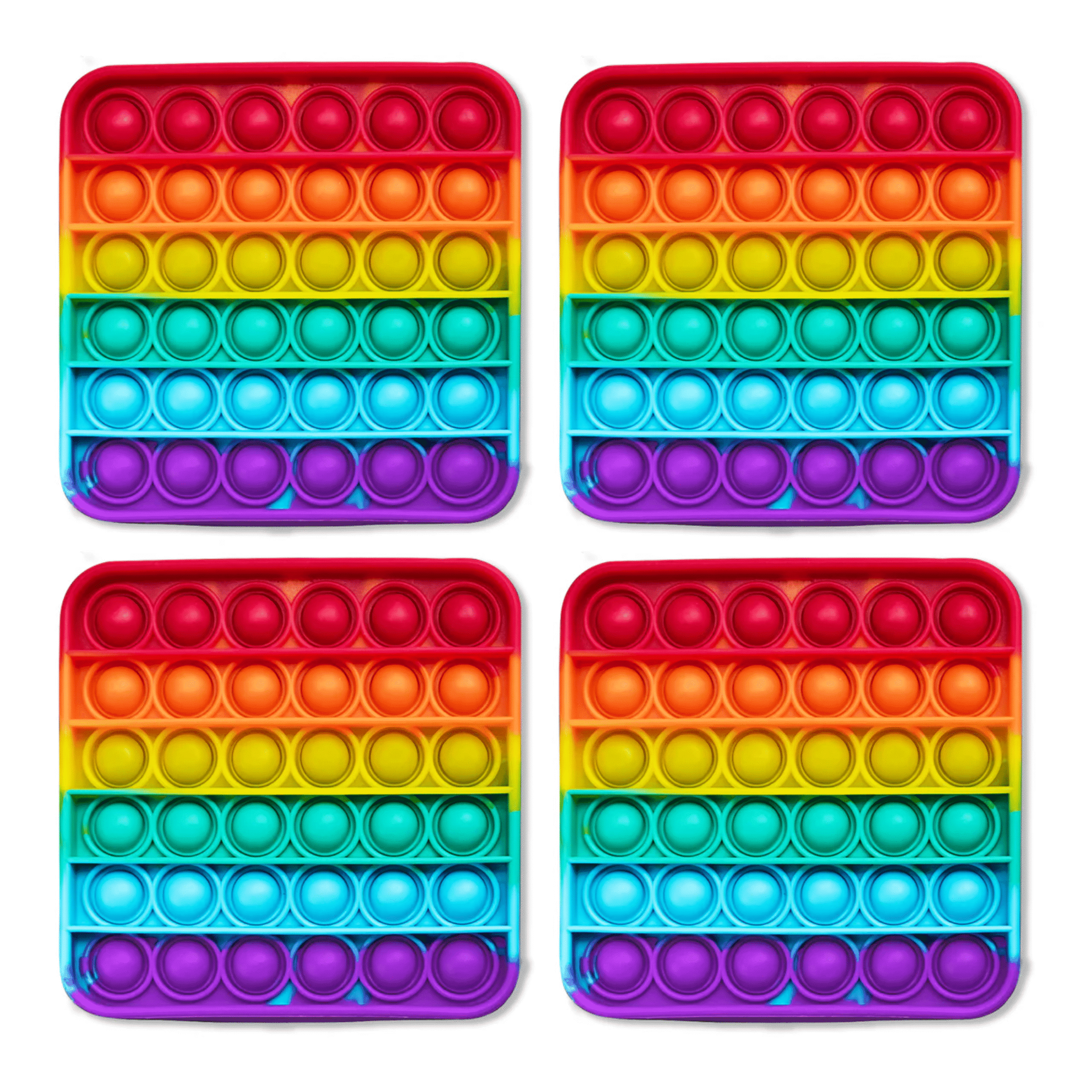 Fidget Game Rainbow Pop Bubble Sensory Mats 4-Pack – Stress Relief Toys for Kids, Toddlers, Boys, Girls & Adults