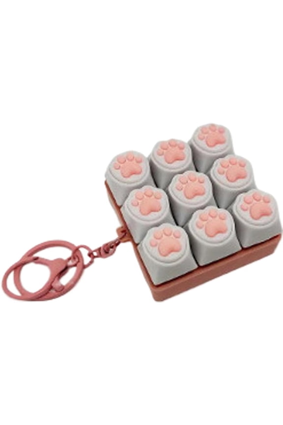 Fidget Keyboard Clicker Keychain, 9-Key Silent Cat Paw Fidget Toy for Anxiety Relief, Focus and Office Desk Gift