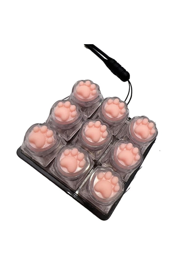 Fidget Keyboard Clicker Keychain, 9-Key Silent Cat Paw Fidget Toy for Anxiety Relief, Focus and Office Desk Gift