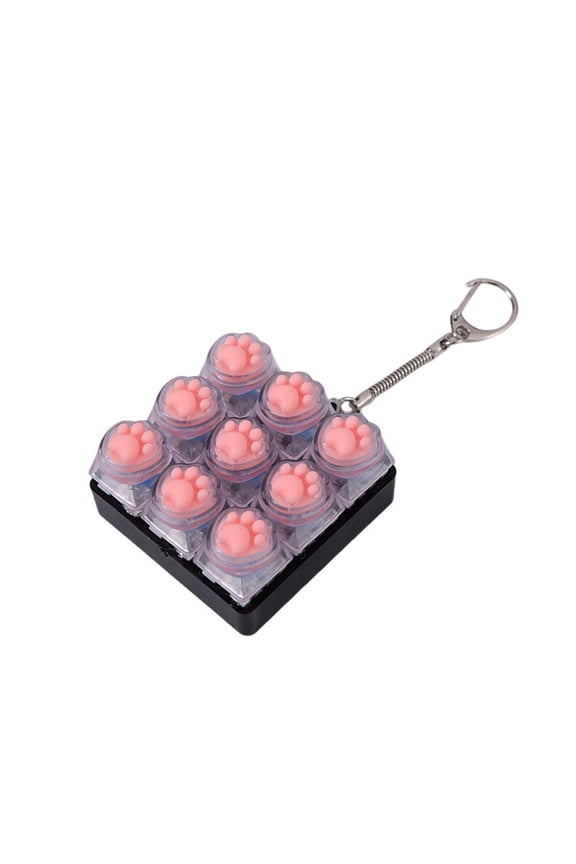 Fidget Keyboard Keychain - Pink Cat Paw Keycap Pendant with Click Sound, Compact Size, Stress Relief Design for Bag Decor, Fidget Toy Gift & Daily Accessory