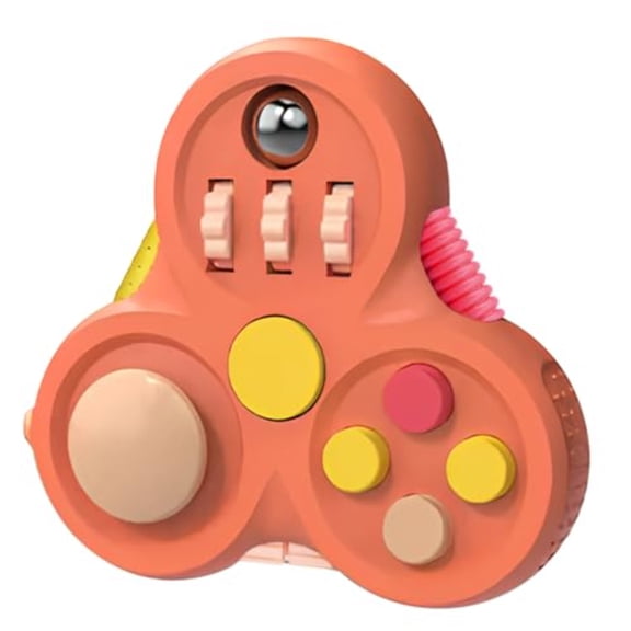 Fidget Pad Controller for Adults Kids, Quiet Stress Relief Sensory Clicker with Multiple Fidgets, ADHD Autism Anxiety Office Desk Travel, Valentines Gifts Boys Girls (Orange)