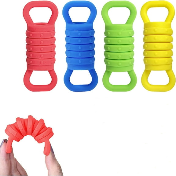 Fidget Pulleys Set of 4, Durable Silent Silicone Desk Fidget Toys for Adults, Stress & Anxiety Relief Sensory Gadgets, Portable Finger Fidget Tools for Home & Office