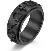 LAIBMFC Fidget Rings Ankh Ring Stainless Steel Eye of Horus Rings Anubis Black/Silver/Gold Spinner Anxiety Ring Ancient Egyptian Symbol Protection Band Jewelry Gifts for Women Men