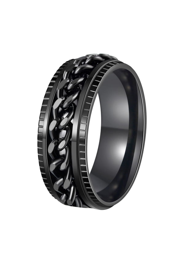 Fidget Rings Anxiety Rings for Men Women Chain Spinner Rings for Adults Titanium Steel Rings Black 8