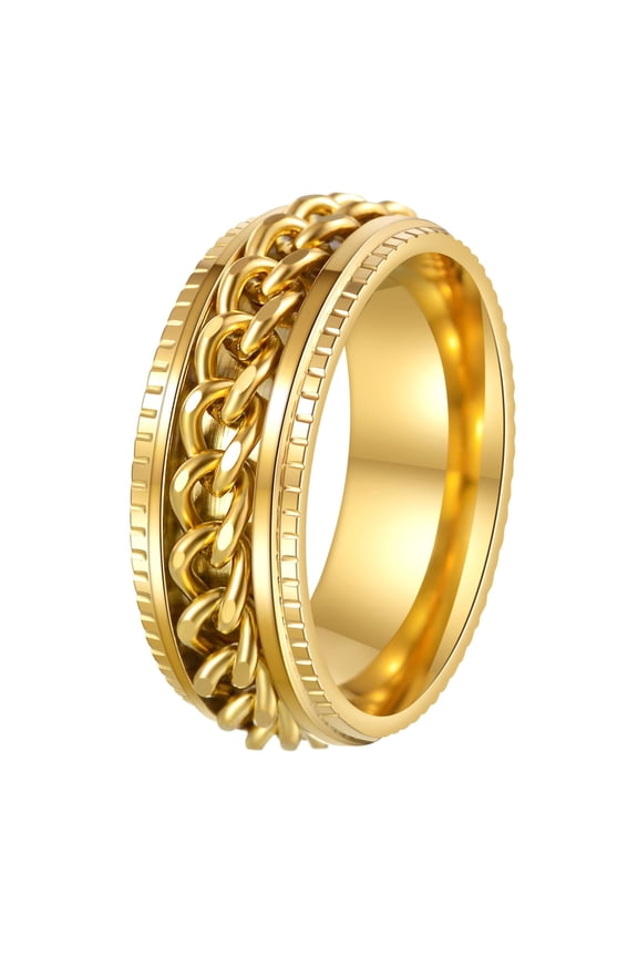 Fidget Rings Anxiety Rings for Men Women Chain Spinner Rings for Adults Titanium Steel Rings Gold 6
