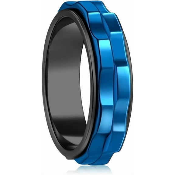 Fidget Rings For Anxiety For Women, Spinning Anxiety Ring Stainless Steel Fidgets Two Gear Fidget Ring High Polish Anxiety Ring for Women Men Wedding Band Gifts Jewelry Size 6-10