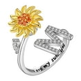 thumbnail image 1 of Fidget Rings for Anxiety for Women Sunflower Initial Letter Spinner Ring Open Adjustable Ring CZ Rings Daisy Stress Relieving Ring Jewelry Gift for Women Valentine's Day, 1 of 9