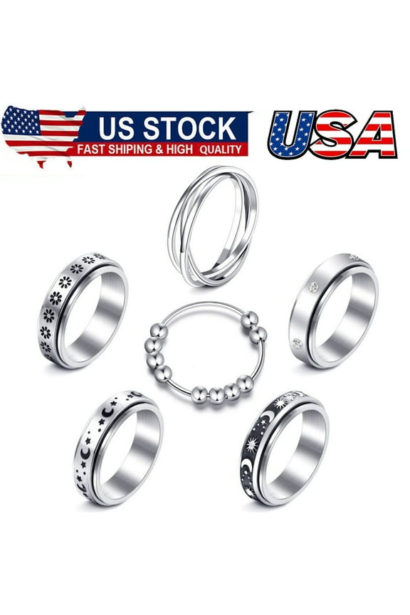 Fidget Rings for Anxiety Stainless Steel Spinner Ring Anti Anxiety Ring Spinning