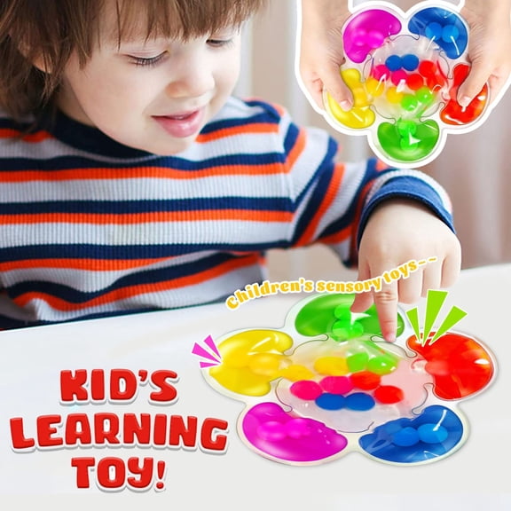 Fidget, Silicone Sensory Fidget, PushandPeel Sensory Board, Stress Relief Fidget Toys, Anxiety Relief Items Fidget, Flower Board, Rainbow Bright, 1 Pc