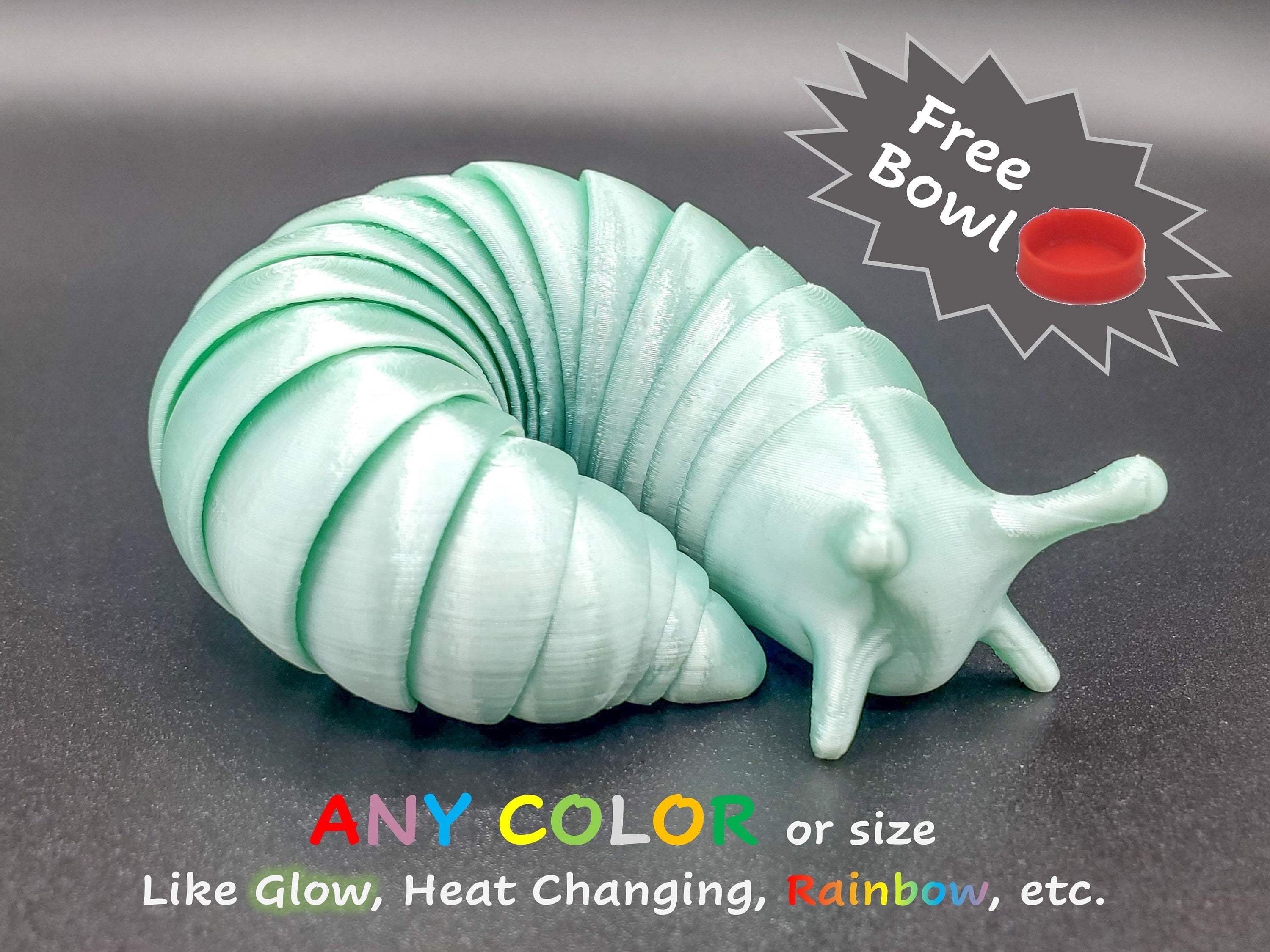 Clever Contraption Fidget Slug and Bowl | Flexible Articulating Stim for All Ages