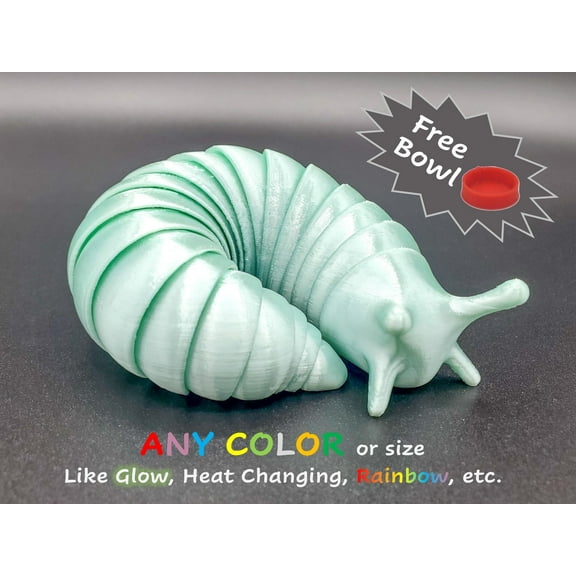 Clever Contraption Fidget Slug and Bowl | Flexible Articulating Stim Toy for All Ages