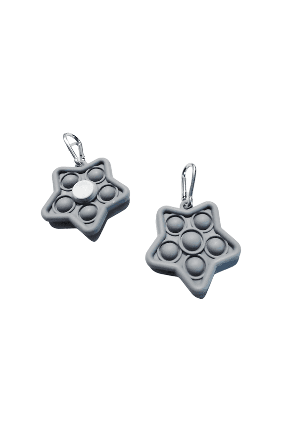 Fidget Spinner Keychain - Push Pop It Keychain Fidget Toy, Set of 2, Grey