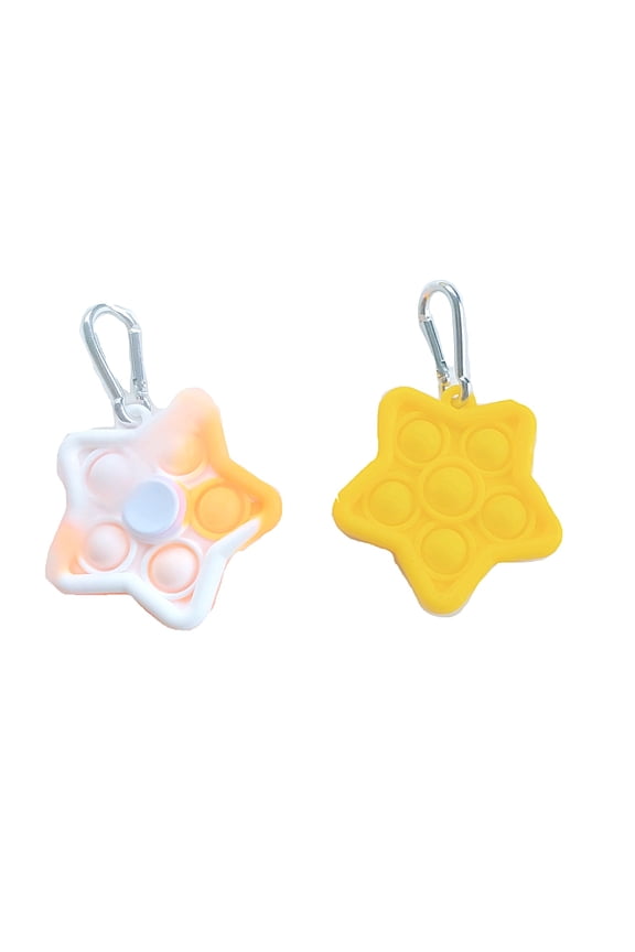 Fidget Spinner Keychain - Push Pop It Keychain Fidget Toy, Set of 2, Yellow and Orange