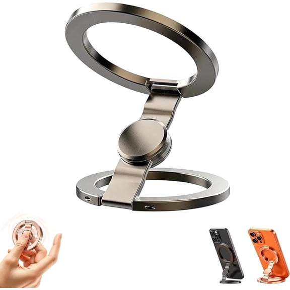 Fidget Spinner Magnetic Phone Holder Stand, Dual Sided Magnet Phone Grip Ring Compatible with MagSafe Cases, for iPhone & Android Devices, Stress Relief Accessory for Gym, Home, Travel,Gray