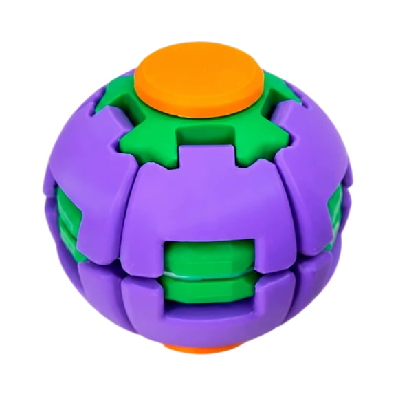 Fidget Spinner - Push to Spin Fidget Stress Ball, 2-In-1 Press & Auto Rotate Decompression Toys, Pocket Portable Fidget Spinner for Office Anxiety Relief, Calming Toys for Adults Gyro Ball (Purple)