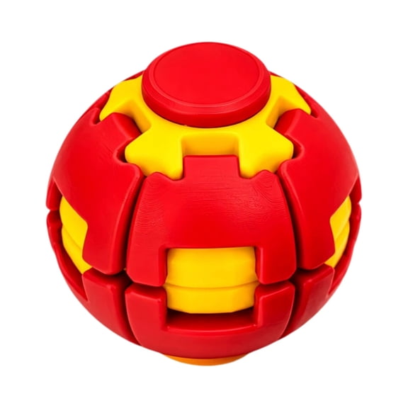 Fidget Spinners - Push to Spin Fidget Stress Ball, 2-In-1 Press & Auto Rotate Decompression Toys, Pocket Portable Fidget Spinner for Office Anxiety Relief, Calming Toys for Adults Kiddo (Red)