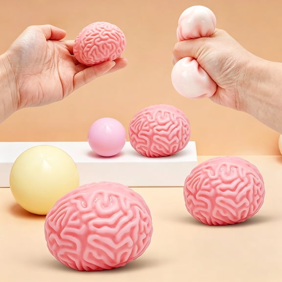 Fidget Squishy Realistic Brain Shaped Filled Stress Squeeze Stretchable TPR for Fun Sensory Fidget Relaxation and Daily Fun Anxiety Relief