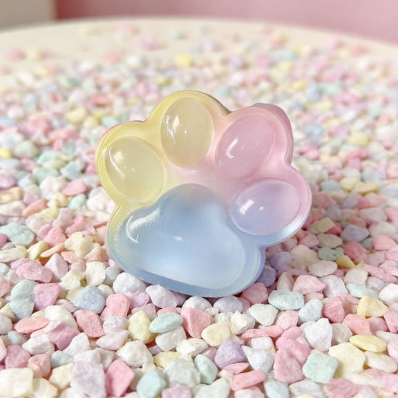 Fidget Squishy Slow Rising Marbled Pastel Cat Paw Squeeze Accessory Maltose Liquid Filled Transparent TPR Fidget for Desk Decor Office Daily Anxiety Relief During Casual Break Time