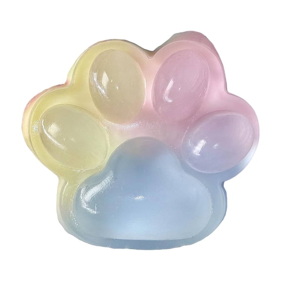 Fidget Squishy Slow Rising Marbled Pastel Cat Paw Squeeze Accessory Maltose Liquid Filled Transparent TPR Fidget for Desk Decor Office Daily Anxiety Relief During Casual Break Time