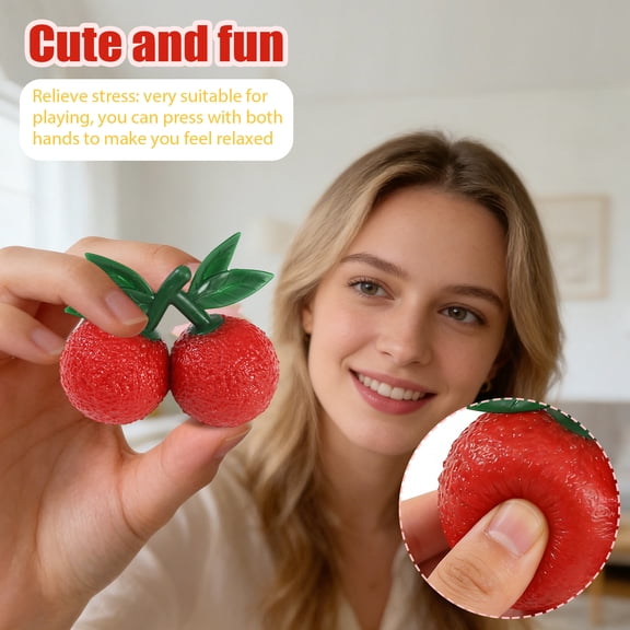 Fidget Squishy Toys Slow Rising, Sensory Squeeze Anxiety Relief Items, Red Cherry Themed Party Birthday Decorations Adult Fidget Tools