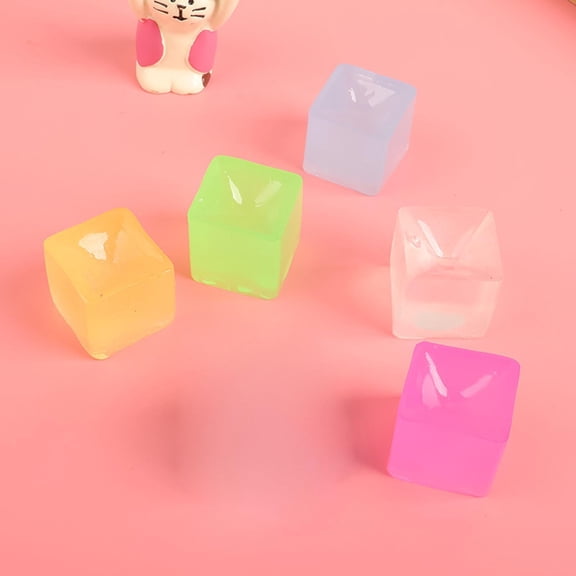 Fidget Tools Stress Relief Sensory Cube Squishies for Adults Colorful Transparent Square Blocks Pinch Decompression Gadget Venting 1.97 inches