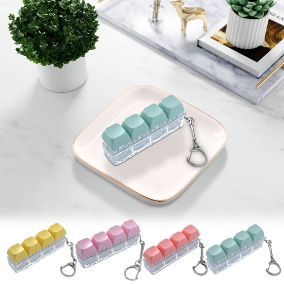 Fidget Toys for Adults, 4-in-1 Keyboard Clicker Keychain Stress Relief Toy Pressable Button Sensory Anxiety Relief Gadget, Portable Silent Fidget Keyring for Office Travel by PALIFEUR