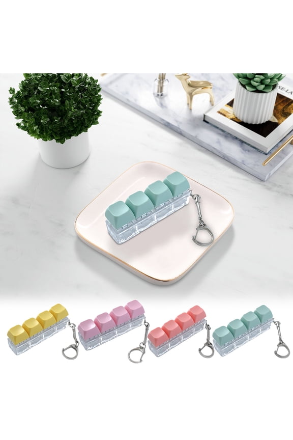 Fidget Toys for Adults, 4-in-1 Keyboard Clicker Keychain Stress Relief Toy Pressable Button Sensory Anxiety Relief Gadget, Portable Silent Fidget Keyring for Office Travel by PALIFEUR