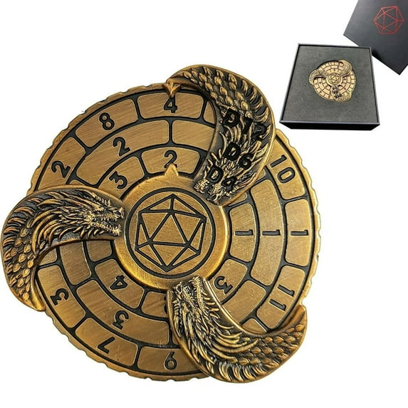 Metal D&D Fidget Spinner Dice, Gold Mechanical Dice Spinner,Adult