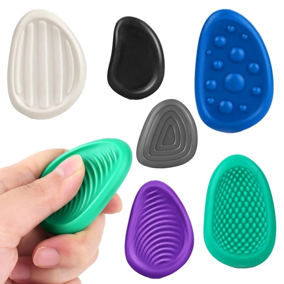 Fidget Toys Adults Sensory Stone: 6 Pack Textured Worry Stone for Autism Kids Calming Down - Fidget Stress Toys for Anxiety Relief - Small Students Prizes Fidget Toys