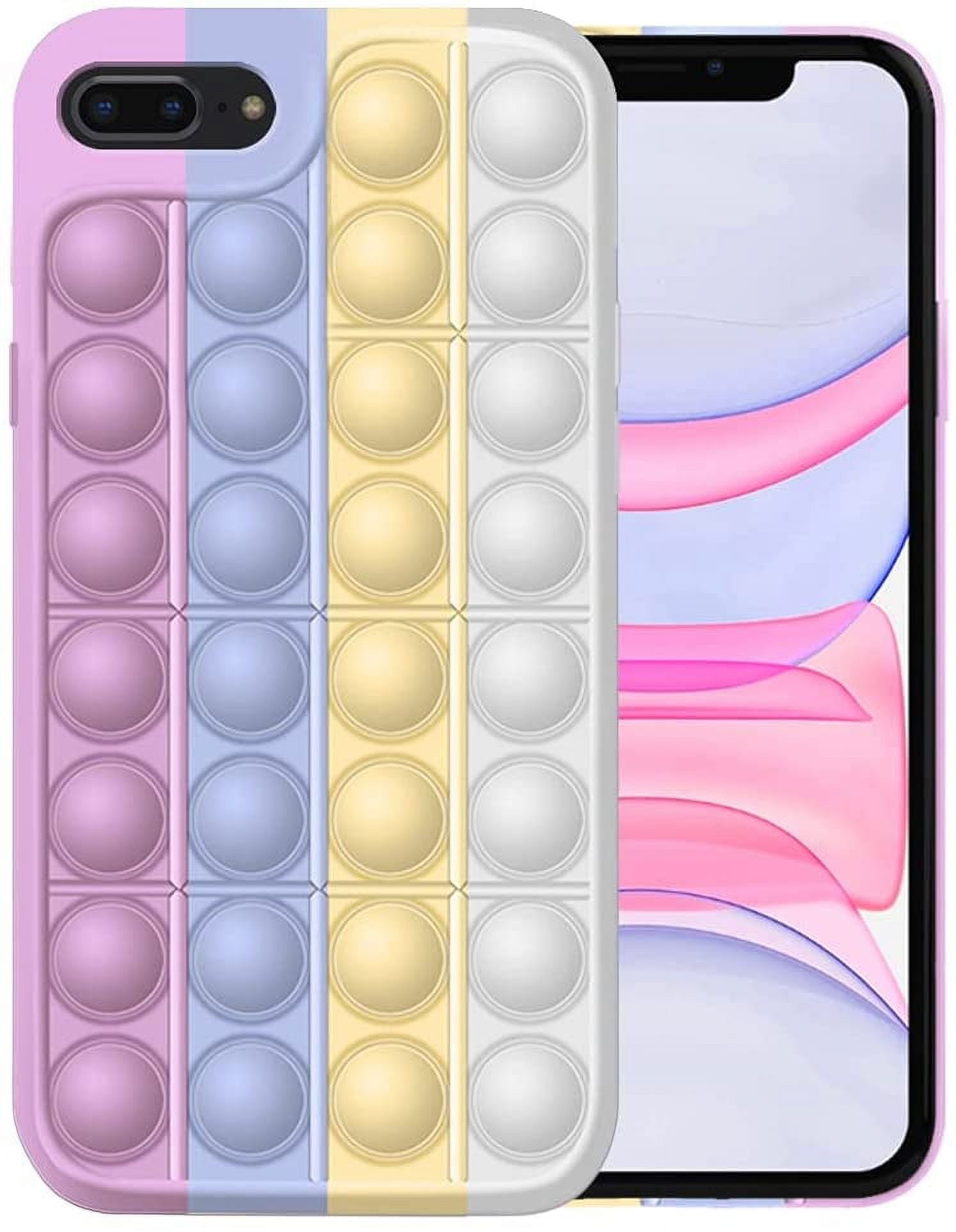 Fidget Toys Phone Case,Push Bubble / Relief Fidgets Cute Fidget Mini White Anxiety Case Pink iPhone 7 Phone - 8 Toy Pop Popitz Cover Protecive for Sensory Autism