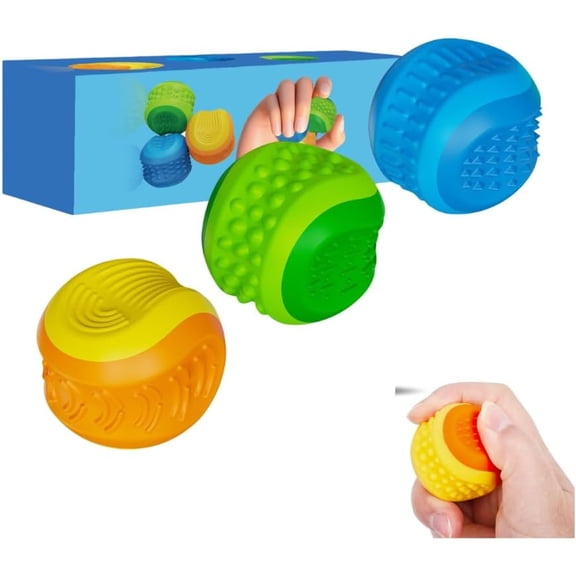 Fidget Toys Sensory Ball: 3 Pack Double Sided Textured Sensory Toys for Autism Calming - Quiet Stress Fidget Ball for Student Classroom, Adult Office Small Prize Fidget Toys (A01)