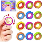 Fidget Toys Sensory Rings for Kids 12 Pack Texture Finger Spinner Rings -Stress Relief Sensory Toys for Kids ADHD - Quiet Desk Fidgets for Classroom Anxiety Office for Teens