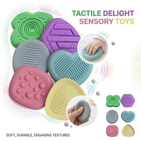 Fidget Toys Sensory Worry Stones for Kids Calming with Autism Texture Sensory Toys Anxiety Relief Fidgets for Adults Autistic Children 6Pcs