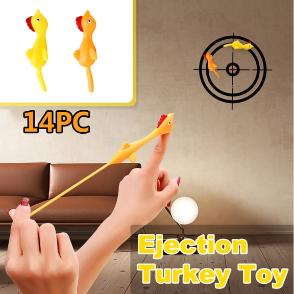 Fidget Toys Squeeze Toys for Cats 14 Pcs Creative Ejection Chicken Toy Light Rubber Finger Prank Flying Toy Toys for 3 Year Old Boys