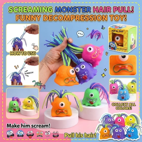 Fidget Toys Squishy Screaming Monster Shaped Stress Reliever for Adults, Slow Rising Resilience Sensory Gadget for Office Pressure Management, 1pc Random Color